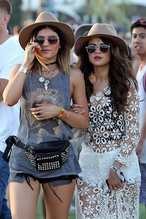 Kylie Jenner and Selena Gomez at Coachella 2014